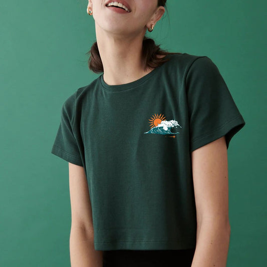 Boxy Crop in Royal Green