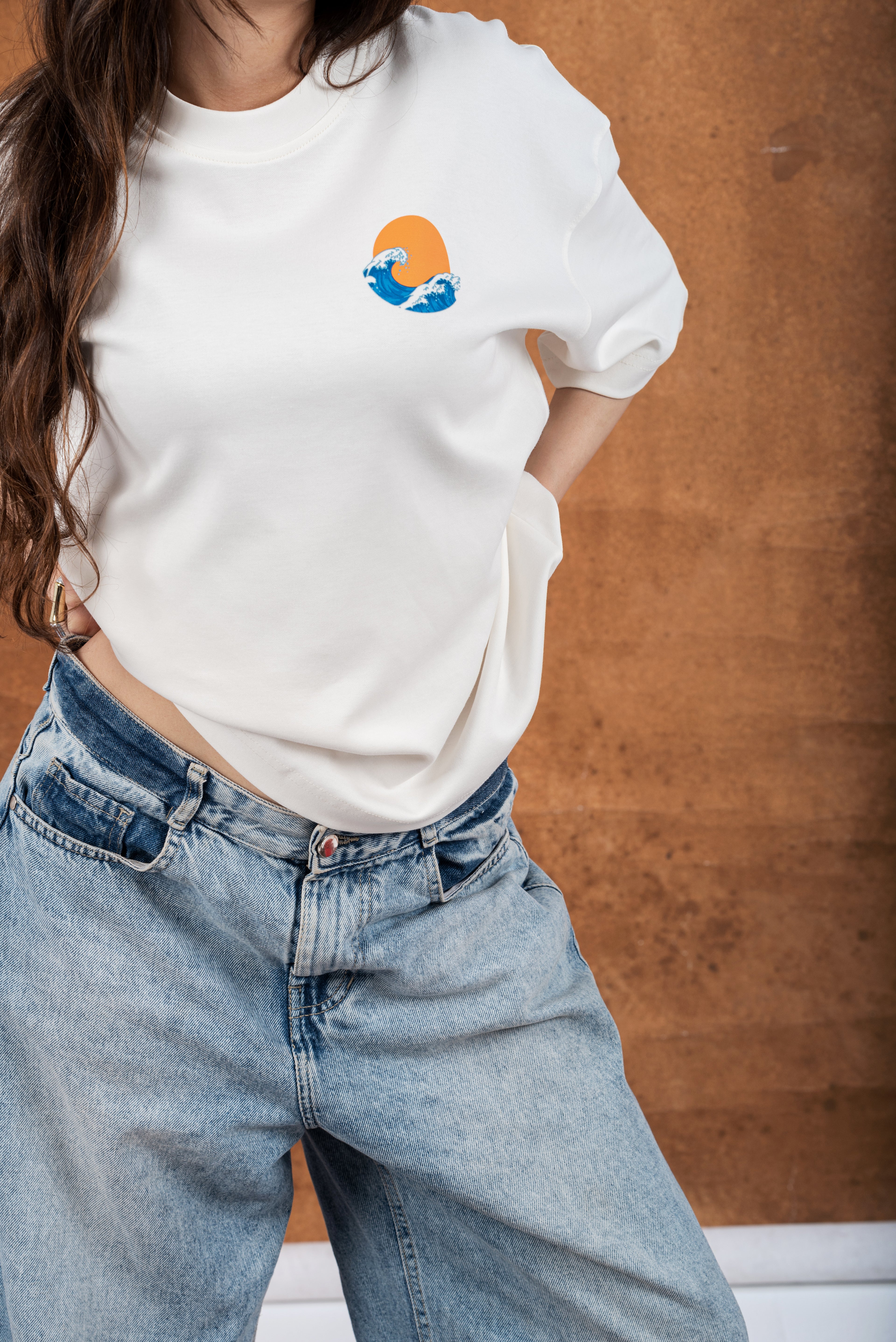 RW WHITE BOXY-T MIC PRINT