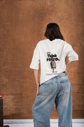 White Boxy-TEE "THINK RETRO"