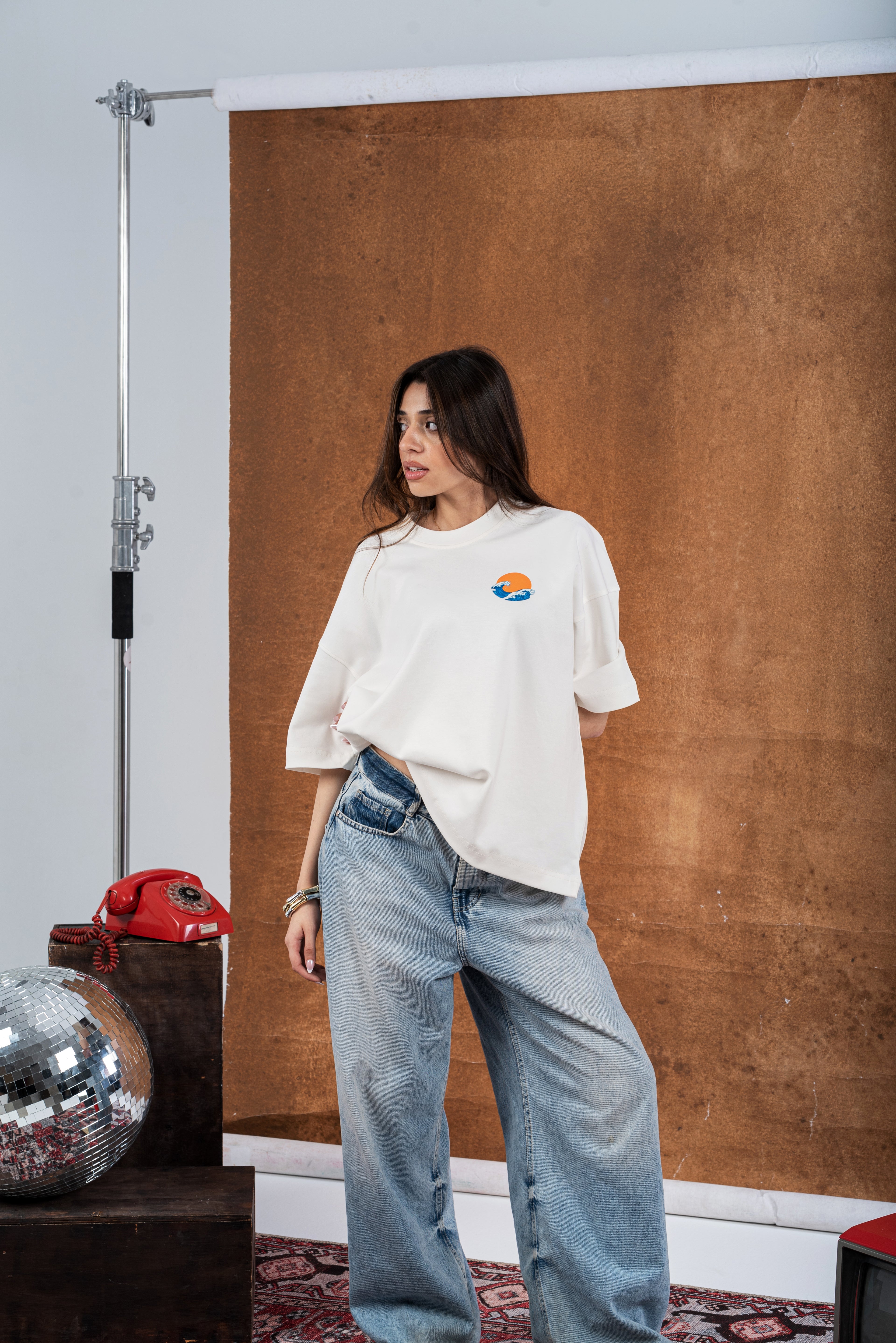RW WHITE BOXY-T MIC PRINT