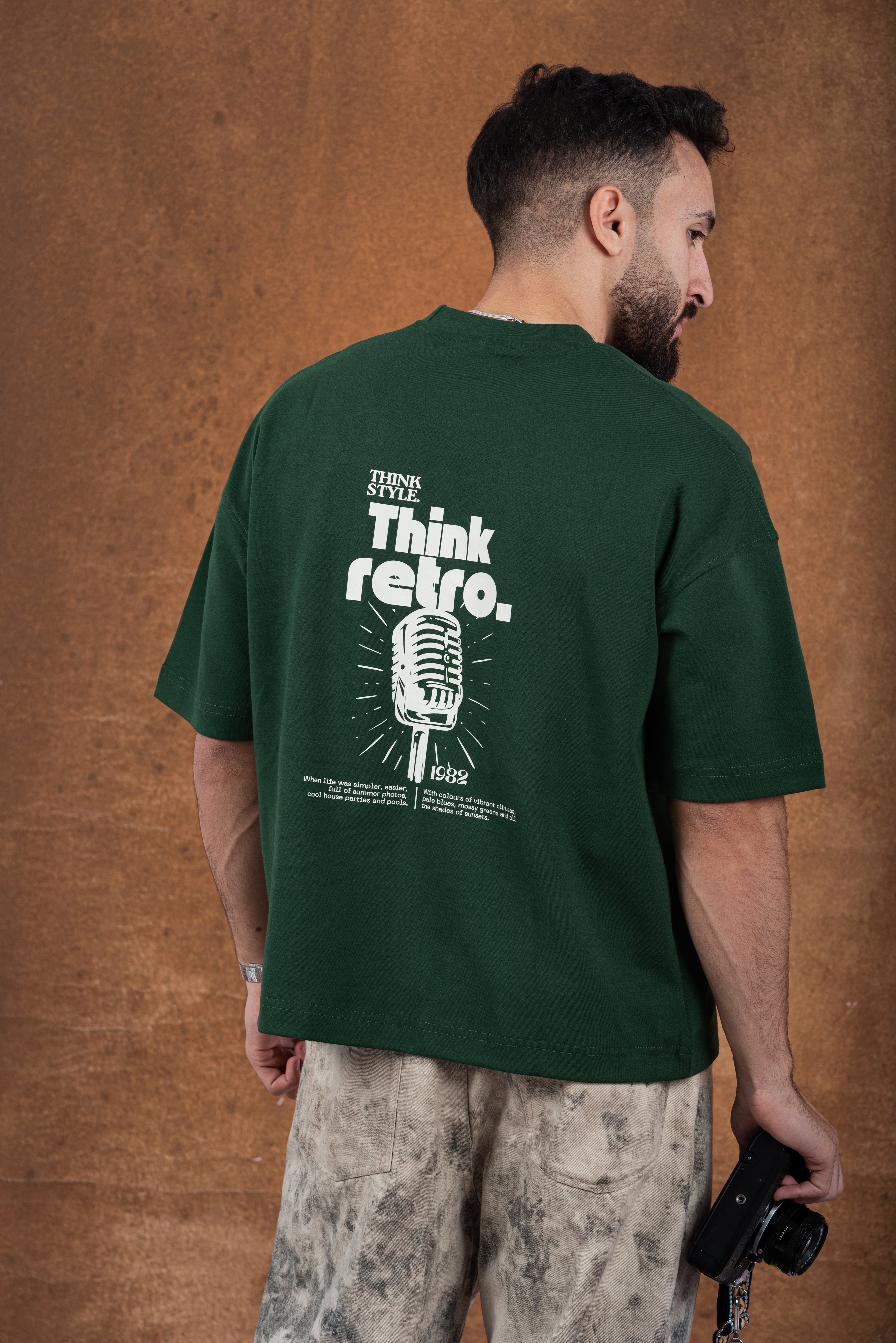 Green Boxy-TEE "THINK RETRO"