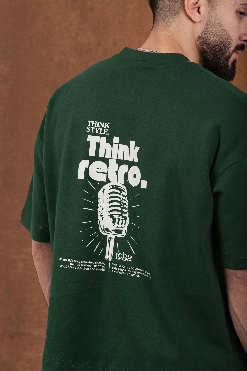 Green Boxy-TEE "THINK RETRO"