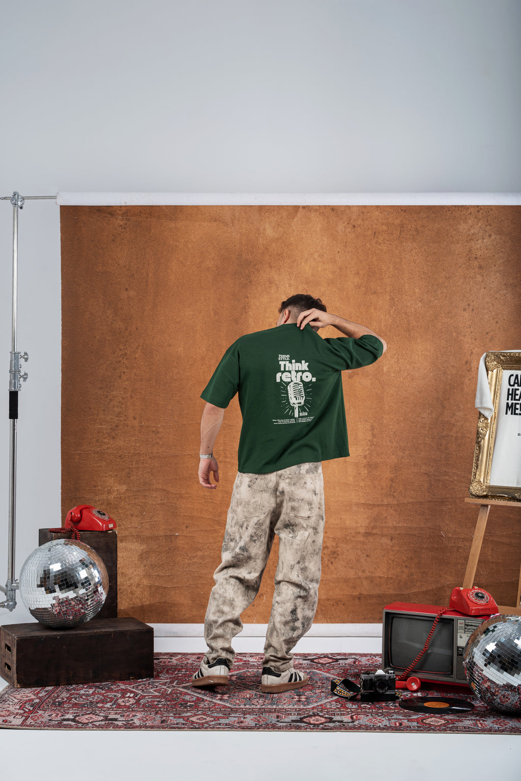 Green Boxy-TEE "THINK RETRO"