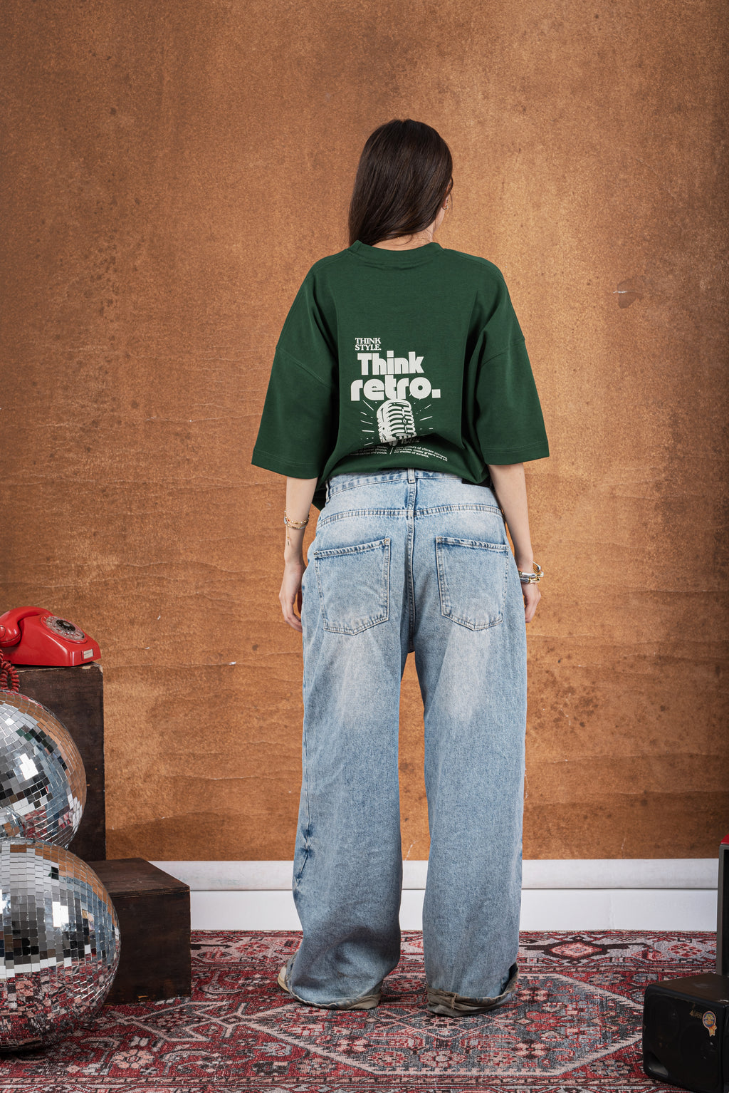 Green Boxy-TEE "THINK RETRO"