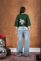 Green Boxy-TEE "THINK RETRO"